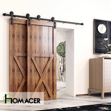 Carregar imagem no visualizador da galeria, Single Track Bypass Sliding Barn Door Hardware Kit - Straight Design Roller
