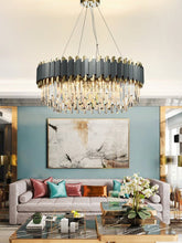 Load image into Gallery viewer, MIRODEMI® Creative Drum Gold/Black Crystal Hanging Lighting For Living Room, Dining Room
