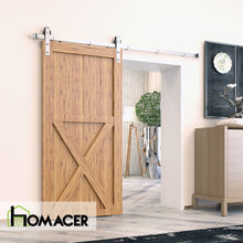 Cargar imagen en el visor de la galería, Non-Bypass Sliding Barn Door Hardware Kit - Classic Design Roller - Silver Finish
