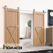 Cargar imagen en el visor de la galería, Non-Bypass Sliding Barn Door Hardware Kit - Arrow Design Roller - Silver Finish
