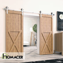 Cargar imagen en el visor de la galería, Non-Bypass Sliding Barn Door Hardware Kit - Classic Design Roller - Silver Finish
