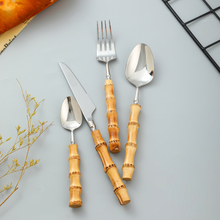 Load image into Gallery viewer, Natural Bamboo Flatware Set
