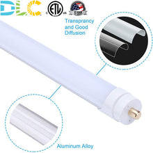 Cargar imagen en el visor de la galería, 8FT LED Tube Light - 40W, 4000K, 4800 Lumens, Frosted Cover, FA8 Single Pin, Single/Double End Power, 120-277V
