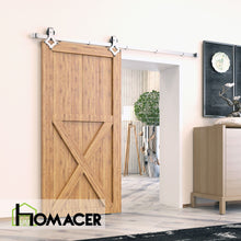 Carregar imagem no visualizador da galeria, Non-Bypass Sliding Barn Door Hardware Kit - Diamond Design Roller - Silver Finish
