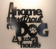 Cargar imagen en el visor de la galería, A Home Without a Dog is Just a House Metal Word Sign
