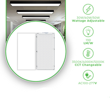 Load image into Gallery viewer, 2x4 LED Panel Light, Selectable Wattage (30W/40W/50W) and CCT (3500K/4000K/5000K) with 130LM/Watt, 0-10V Dimmable, Backlit - ETL &amp; DLC Premium
