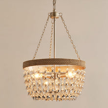 Cargar imagen en el visor de la galería, 3-light Modern Crystal Chandelier with Hemp Rope
