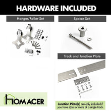 Cargar imagen en el visor de la galería, Non-Bypass Sliding Barn Door Hardware Kit - Diamond Design Roller - Silver Finish
