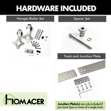 Load image into Gallery viewer, Non-Bypass Sliding Barn Door Hardware Kit - Diamond Design Roller - Silver Finish
