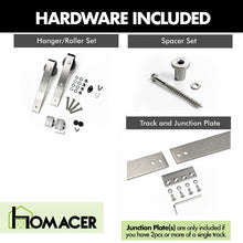 Carregar imagem no visualizador da galeria, Non-Bypass Sliding Barn Door Hardware Kit - Classic Design Roller - Silver Finish
