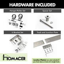 Load image into Gallery viewer, Double Track U-Shape Bypass Sliding Barn Door Hardware Kit - T-Shape Design Roller
