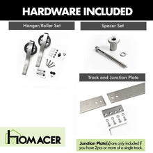 Carregar imagem no visualizador da galeria, Non-Bypass Sliding Barn Door Hardware Kit - Spoke Wheel Design Roller - Silver Finish
