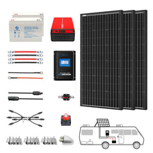 Cargar imagen en el visor de la galería, ACOPOWER Deep Cycle GEL Battery Mono Solar Power Complete System with Battery and Inverter for RV Boat 12V Off Grid Kit
