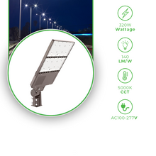 Carregar imagem no visualizador da galeria, 320W LED Shoebox Pole Light- In Built Dusk to Dawn Sensor- 5000K Daylight - Perfect for Commercial Parking Lots- Slip Fitter Mount
