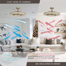 Cargar imagen en el visor de la galería, 33&quot; Modern DC Motor Downrod Mount Reversible Crystal Ceiling Fan with Lighting and Remote Control
