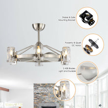 Carregar imagem no visualizador da galeria, 34&quot; Bucholz Modern DC Motor Brushed Nickel Downrod Mount Reversible Ceiling Fan with LED Lighting and Remote Control
