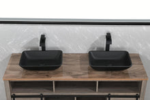 Carregar imagem no visualizador da galeria, 13.0&quot; L -18.13&quot; W -4&quot; H Matte Shell Glass Rectangular Vessel Bathroom Sink in Black with Matte Black Faucet and Pop-Up Drain in Matte Black
