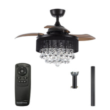 Carregar imagem no visualizador da galeria, 36&quot; Bangaiore Modern Downrod Mount Crystal Ceiling Fan with Lighting and Remote Control
