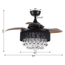 Carregar imagem no visualizador da galeria, 36&quot; Bangaiore Modern Downrod Mount Crystal Ceiling Fan with Lighting and Remote Control
