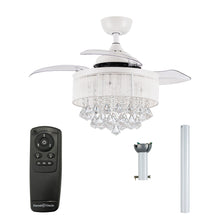 Cargar imagen en el visor de la galería, 36&quot; Bangaiore Modern Downrod Mount Crystal Ceiling Fan with Lighting and Remote Control
