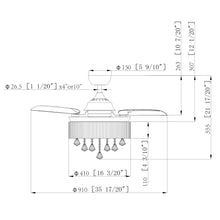 Load image into Gallery viewer, 36&quot; Bangaiore Modern Downrod Mount Crystal Ceiling Fan with Lighting and Remote Control
