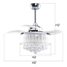 Cargar imagen en el visor de la galería, 36&quot; Bangaiore Modern Downrod Mount Crystal Ceiling Fan with Lighting and Remote Control
