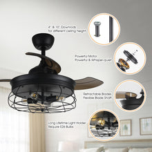 Cargar imagen en el visor de la galería, 36&quot; Benally Industrial Downrod Mount Ceiling Fan with Lighting and Remote Control
