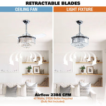 Carregar imagem no visualizador da galeria, 36&quot; Broxburne Modern Chrome Downrod Mount Crystal Ceiling Fan with Lighting and Remote Control
