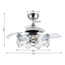 Carregar imagem no visualizador da galeria, 36&quot; Broxburne Modern Chrome Downrod Mount Crystal Ceiling Fan with Lighting and Remote Control
