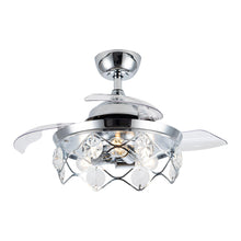 Cargar imagen en el visor de la galería, 36&quot; Broxburne Modern Chrome Downrod Mount Crystal Ceiling Fan with Lighting and Remote Control
