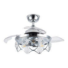 Cargar imagen en el visor de la galería, 36&quot; Broxburne Modern Chrome Downrod Mount Crystal Ceiling Fan with Lighting and Remote Control
