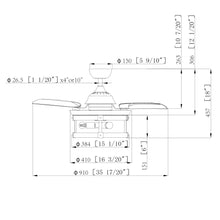 Cargar imagen en el visor de la galería, 36&quot; Caselli Industrial Downrod Mount Ceiling Fan with Lighting and Remote Control
