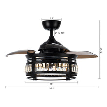 Cargar imagen en el visor de la galería, 36&quot; Punjab Modern Downrod Mount Ceiling Fan with Lighting and Remote Control
