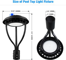 Carregar imagem no visualizador da galeria, 150W LED Post Top Light with Photocell - Ultra Bright 22,645 Lumens, 5000K Daylight, 400W Equivalent, IP65 Waterproof Outdoor Area Light
