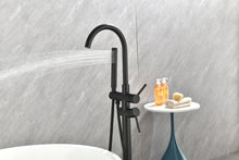 Carregar imagem no visualizador da galeria, Mount Bathtub Faucet Freestanding Tub Filler Matte Black Standing High Flow Shower Faucets with Handheld Shower Mixer Taps Swivel Spout
