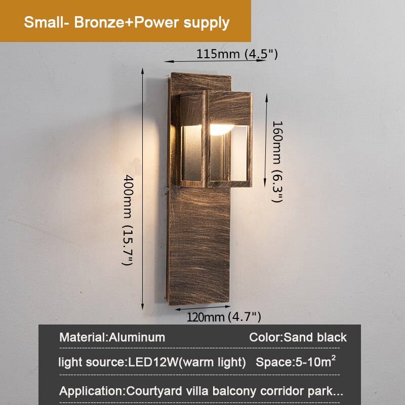 MIRODEMI® Black/Bronze Outdoor Waterproof LED Aluminum Wall Light With Motion Sensor | S2024S