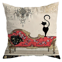 Carregar imagem no visualizador da galeria, Vintage Black Cat Cushion Covers
