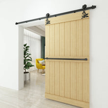 Cargar imagen en el visor de la galería, Non-Bypass Sliding Barn Door Hardware Kit - Flower Design Roller
