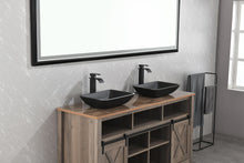 Carregar imagem no visualizador da galeria, 13.0&quot; L -18.13&quot; W -4&quot; H Matte Shell Glass Rectangular Vessel Bathroom Sink in Black with Matte Black Faucet and Pop-Up Drain in Matte Black
