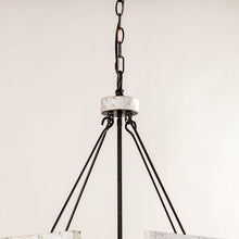 Load image into Gallery viewer, 4-Light Distressed White Wooden Drum Chandelier
