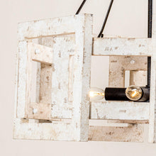 Load image into Gallery viewer, 4-Light Distressed White Wooden Drum Chandelier
