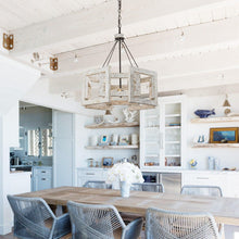 Carregar imagem no visualizador da galeria, 4-Light Distressed White Wooden Drum Chandelier
