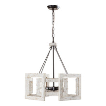 Load image into Gallery viewer, 4-Light Distressed White Wooden Drum Chandelier
