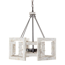 Load image into Gallery viewer, 4-Light Distressed White Wooden Drum Chandelier
