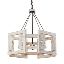 Load image into Gallery viewer, 4-Light Distressed White Wooden Drum Chandelier
