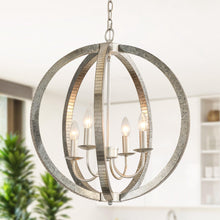 Load image into Gallery viewer, 4-Light Satin Nickel Modern Iron Chandelier Industrial Classic Ceiling Pendant Lights
