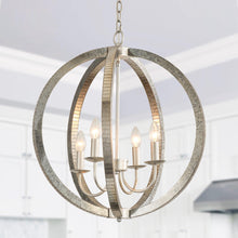 Load image into Gallery viewer, 4-Light Satin Nickel Modern Iron Chandelier Industrial Classic Ceiling Pendant Lights
