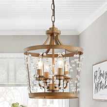 Cargar imagen en el visor de la galería, 4-Light Rustic Saddlebrown Pendant Lighting
