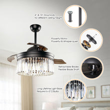 Load image into Gallery viewer, 42&quot; Modern Downrod Mount Crystal Ceiling Fan with Lighting and Remote Control
