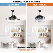 Load image into Gallery viewer, 42&quot; Modern Downrod Mount Crystal Ceiling Fan with Lighting and Remote Control
